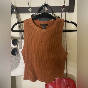 Forever 21 Rust Acid Wash High Neck Cropped Tank Top